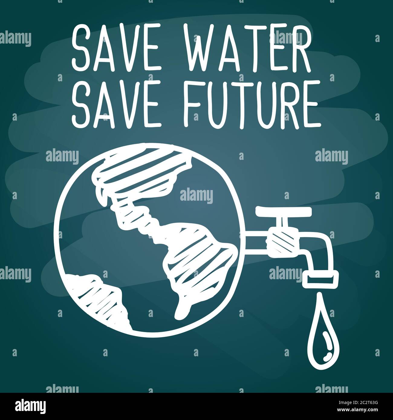 économisez de l'eau économisez de l'eau à l'avenir avec le style de police craie pour le concept go green. illustration vectorielle Illustration de Vecteur