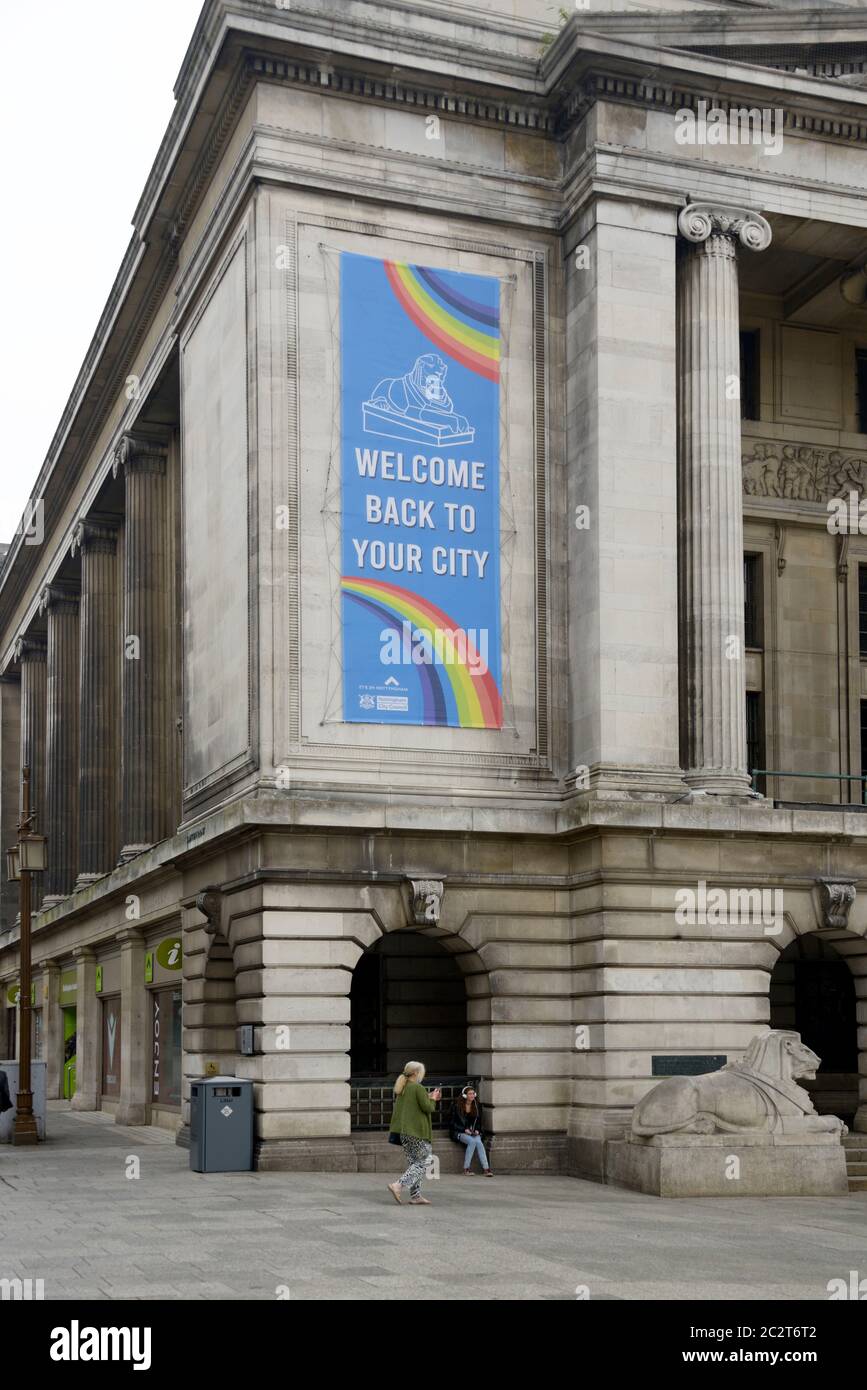 Message de bienvenue, sur le Council House, Nottingham. Banque D'Images