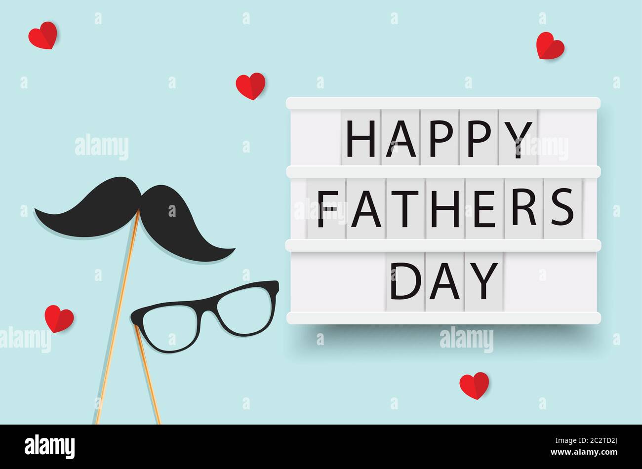 Illustration vectorielle de la fête des pères. Fond de boîte lumineuse.carte de fête des pères heureuse, design pour carte de vœux, affiche, bannière.fond bleu.moustache. Illustration de Vecteur