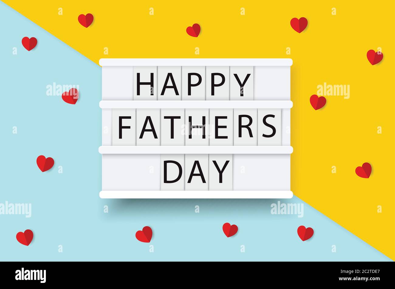 Illustration vectorielle de la fête des pères. Fond de boîte lumineuse.carte de fête des pères heureuse, design pour carte de vœux, affiche, bannière.Bleu et jaune. Illustration de Vecteur