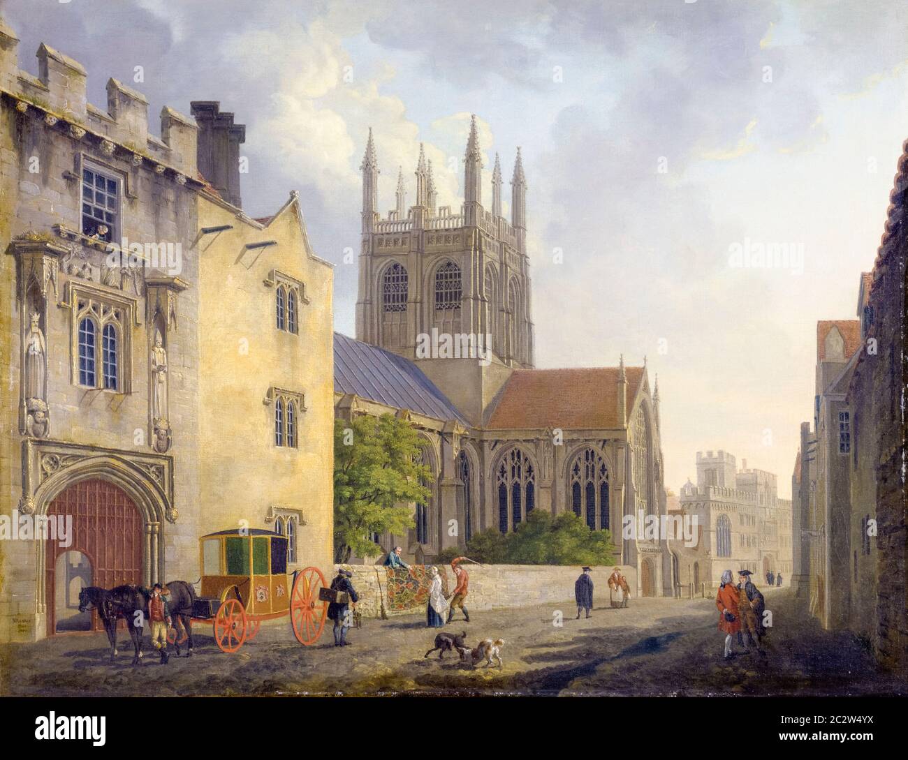 Merton College, Université d'Oxford, peinture de paysage par Michael 'Angelo' Rooker, 1771 Banque D'Images