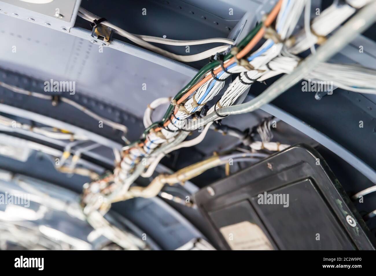 Hélicoptère de sauvetage militaire câblage. Exposition de musée sur porte-avions. Banque D'Images