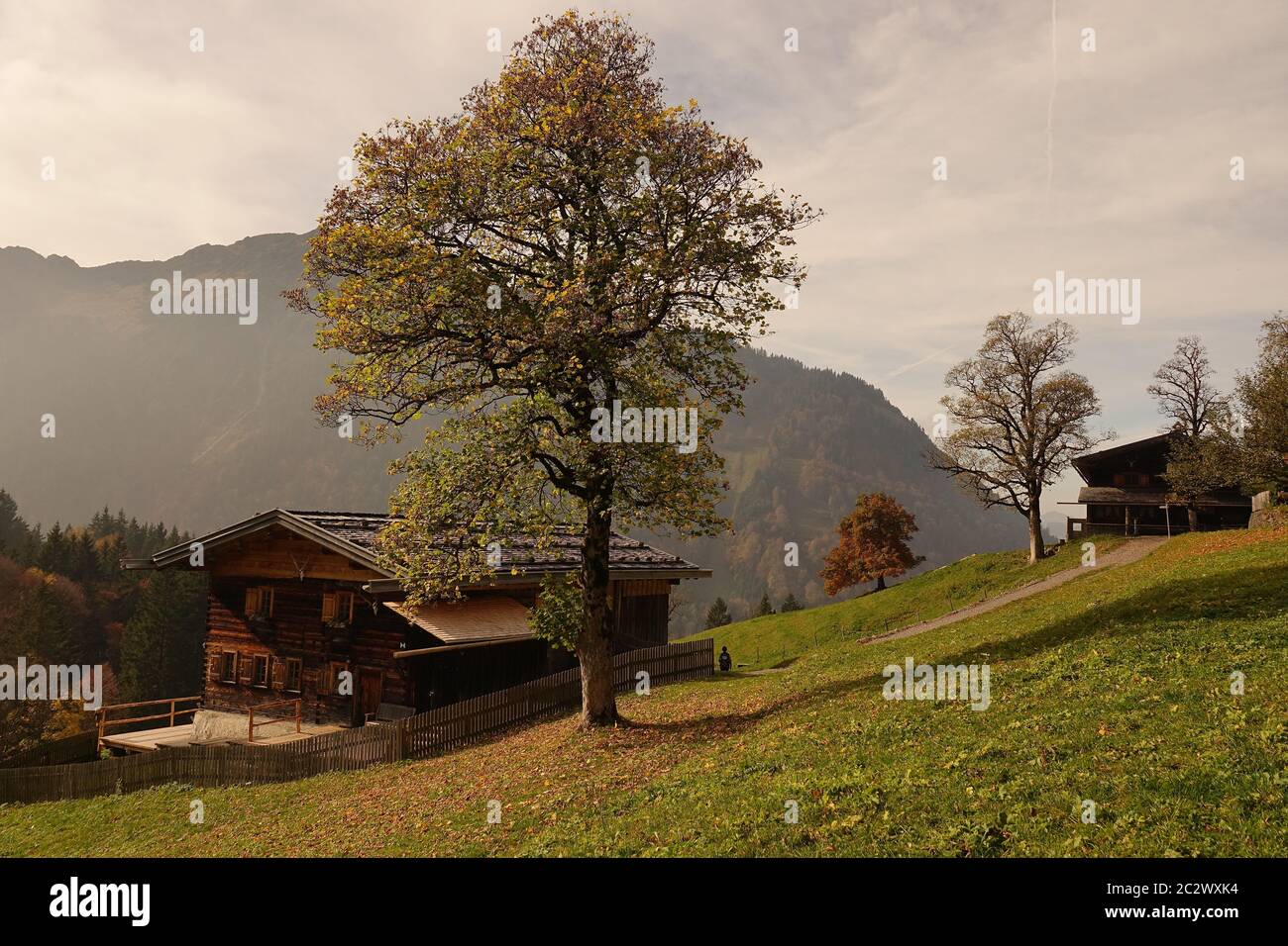 Hutte en bois historique classée dans les montagnes de l'Allgà¤u près d'Oberstdorf Banque D'Images