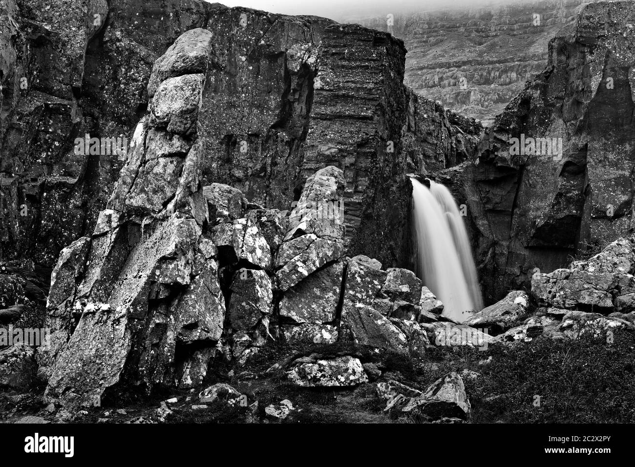 Cascade de la route, Oexi est de l'Islande, Islande Banque D'Images