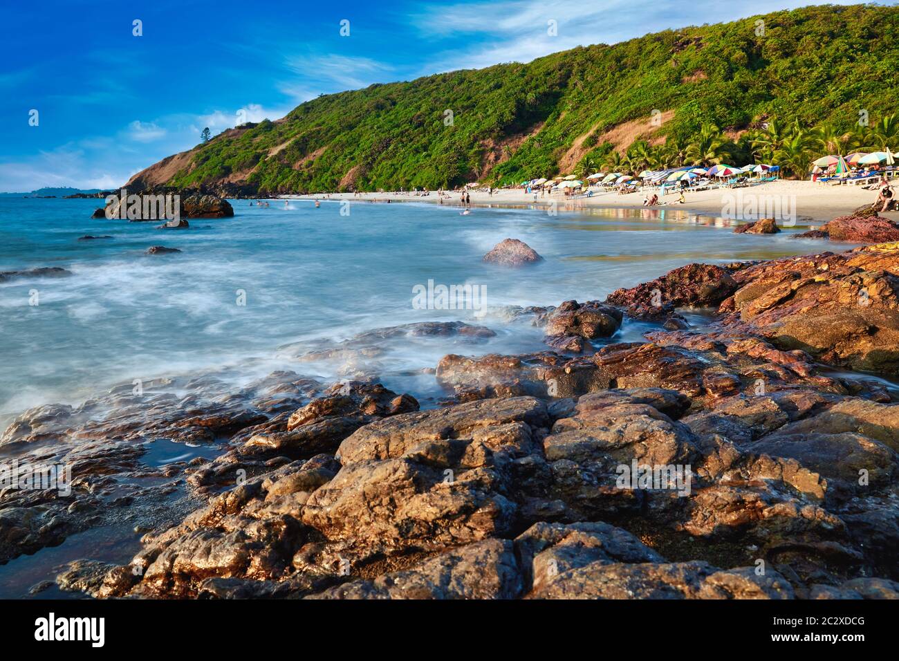 Magnifique paysage de plage tropicale à Goa Banque D'Images