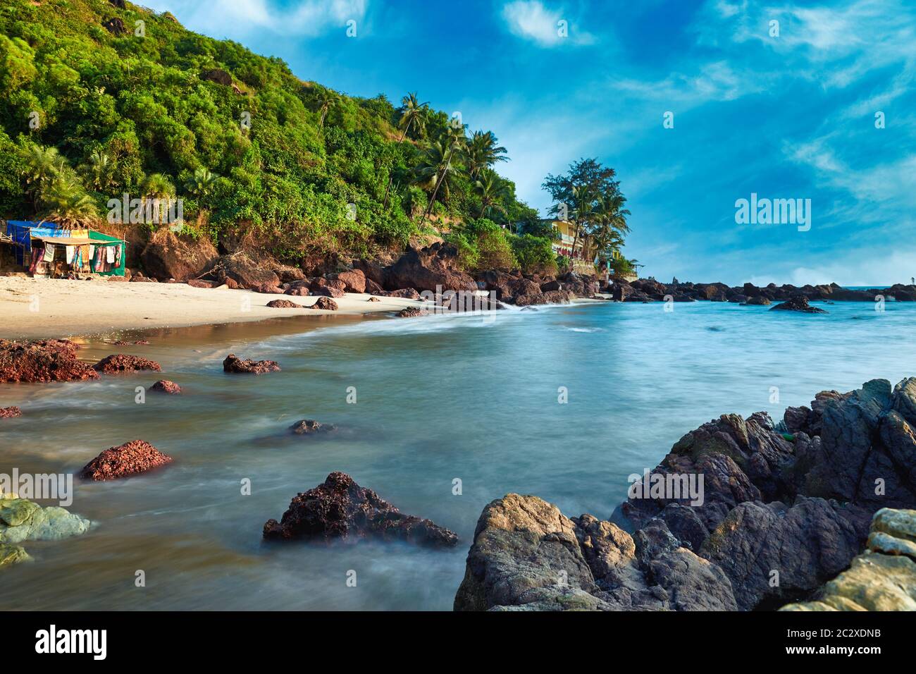 Magnifique paysage de plage tropicale à Goa Banque D'Images