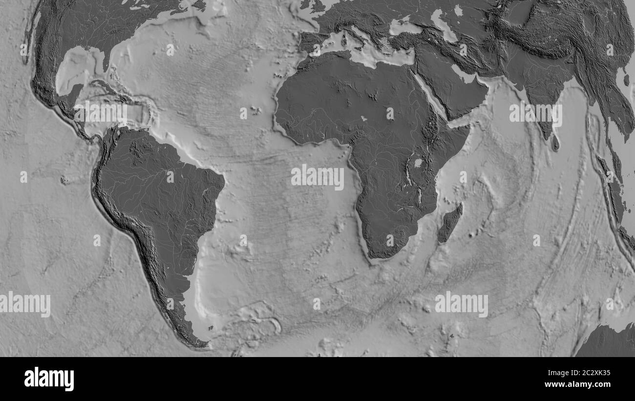 Carte biniveau de la zone autour de la plaque tectonique africaine. Rendu 3D Banque D'Images