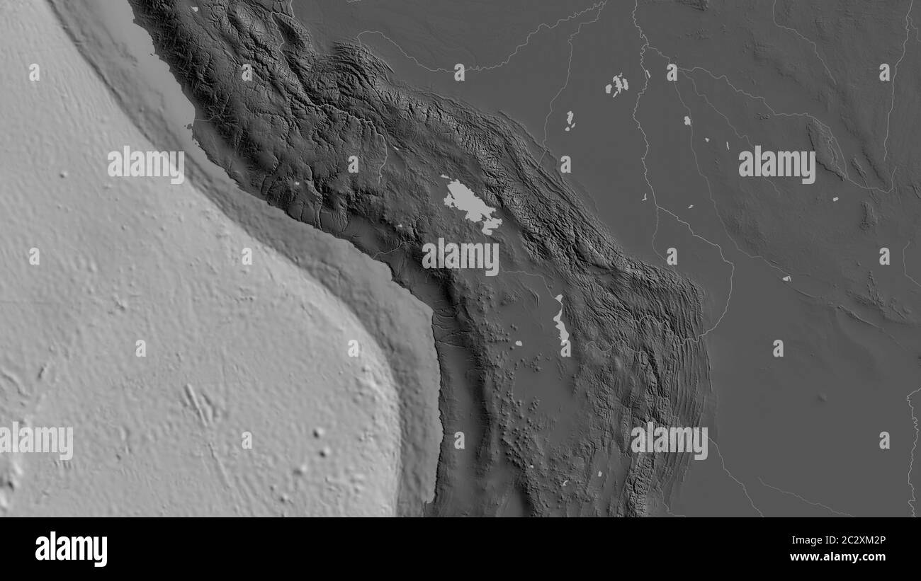 Carte biniveau de la zone autour de la plaque tectonique Altiplano. Rendu 3D Banque D'Images