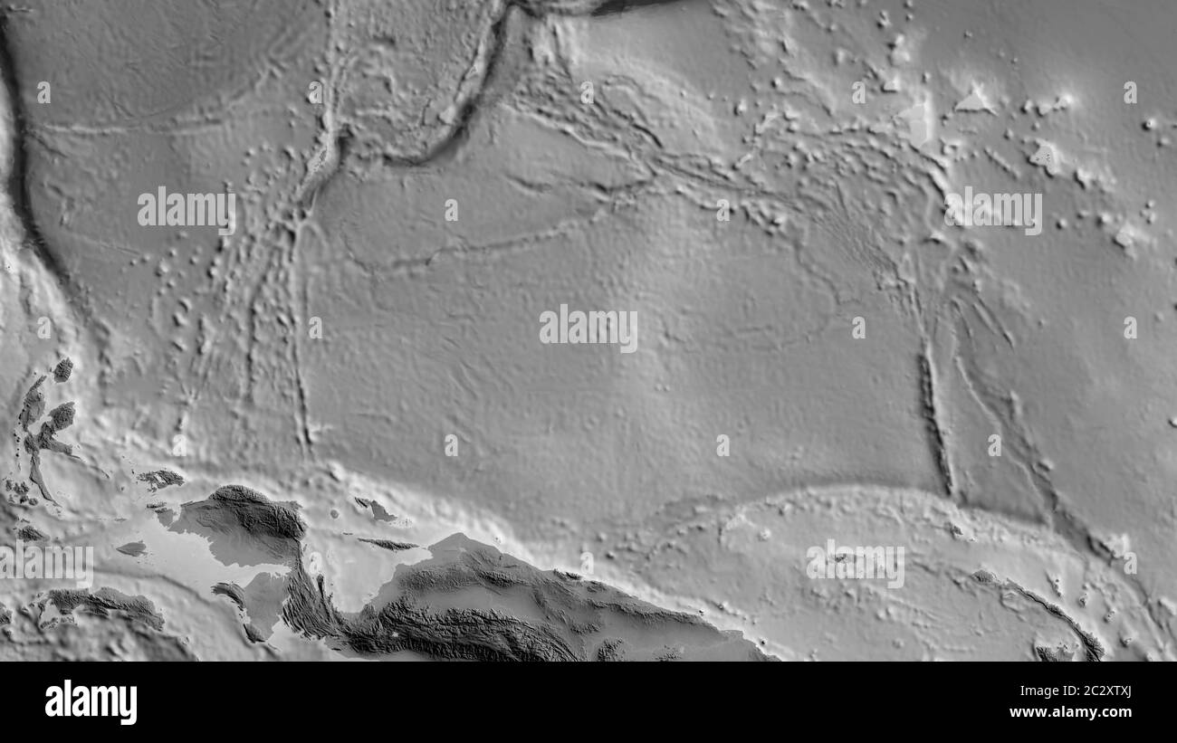 Carte en niveaux de gris de la zone autour de la plaque tectonique Caroline. Rendu 3D Banque D'Images