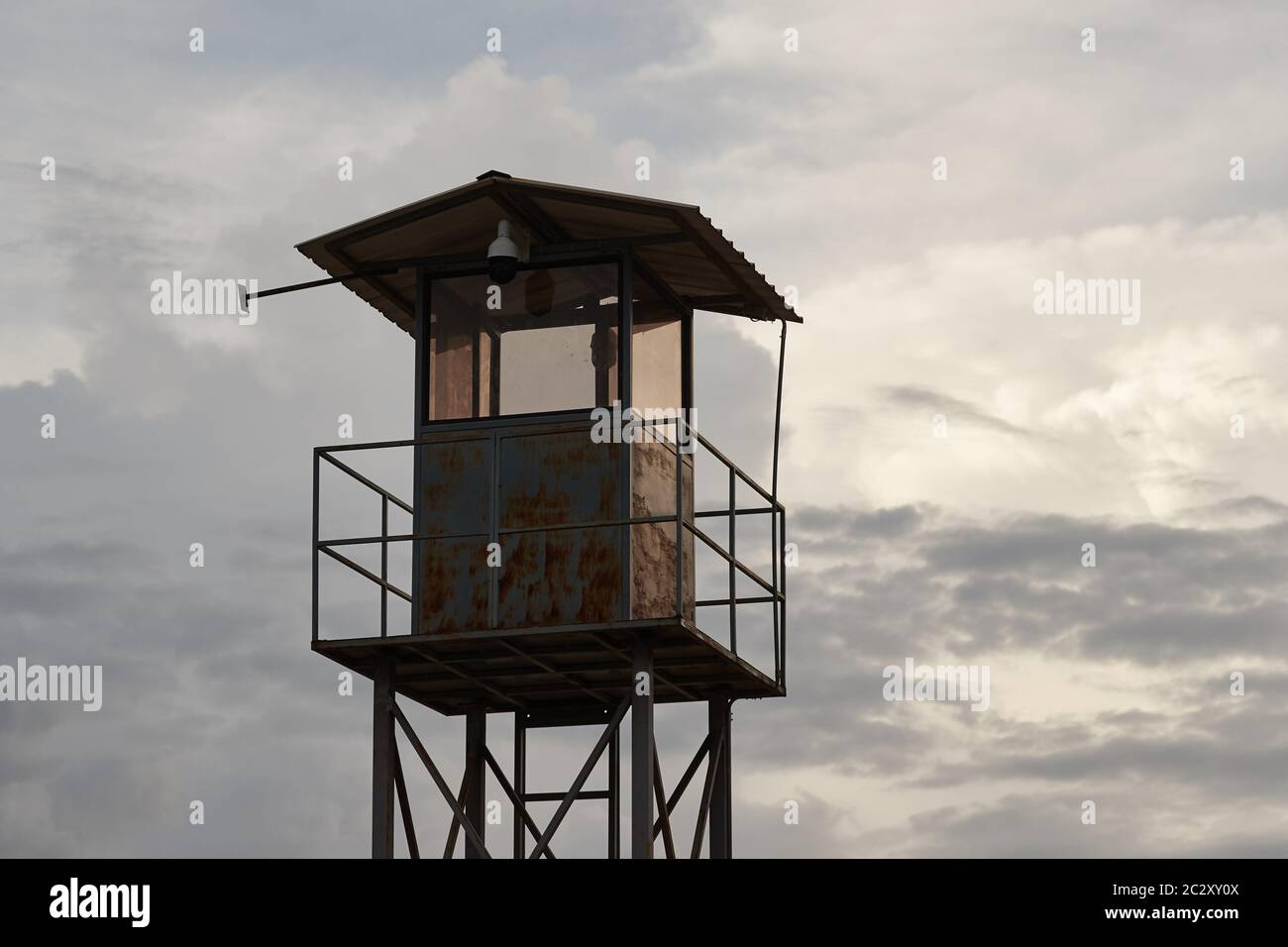 Watchpost sur un Bush par temps brumeux Banque D'Images