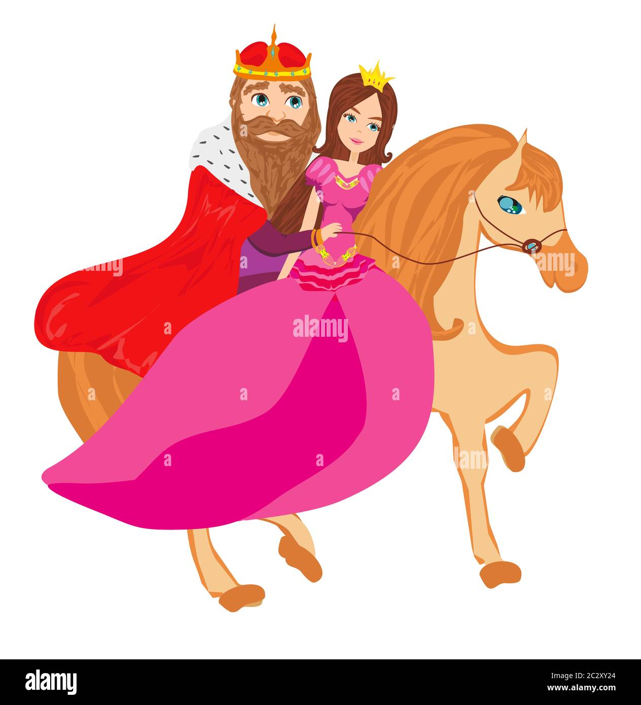 roi et reine sur cheval - illustration isolée Banque D'Images