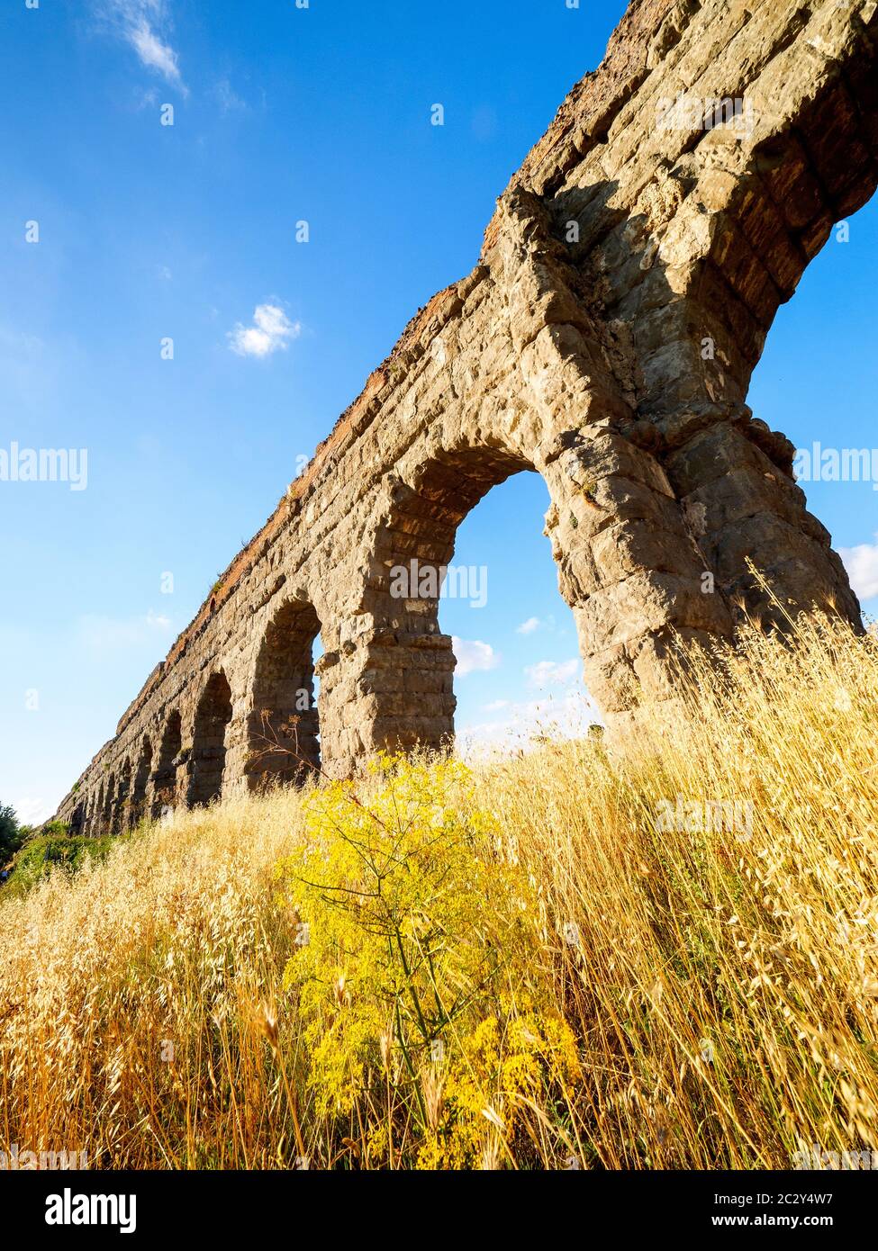 Acquedotto Claudio (aqueduc de Claudio) ruines romaines anciennes de l'aqueduc situé entre la via Tuscolana et la via Appia nuova - Rome, Italie Banque D'Images