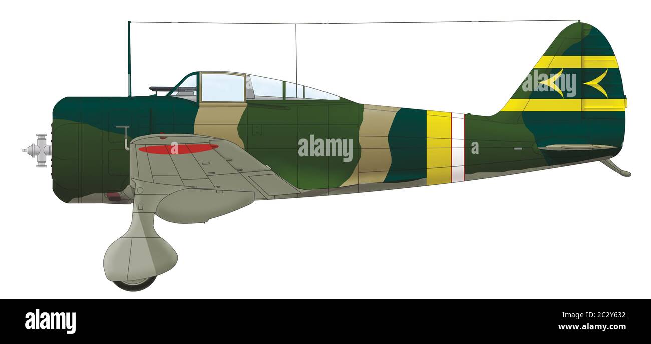 Nakajima Ki-27b (Nate dans le code des alliés), piloté par le capitaine Yoshiro Kuwabara, commandant du 3e Chutai 77e Sentai, décembre 1941 Banque D'Images