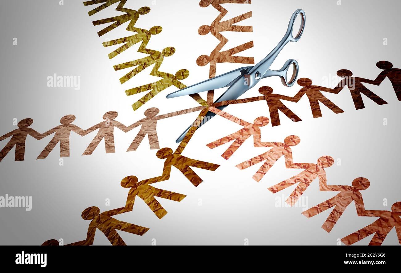 La division culturelle et la discrimination sociale comme concept de racisme ou symbole de conflit de diversité communautaire comme politique raciste la séparation et la division. Banque D'Images
