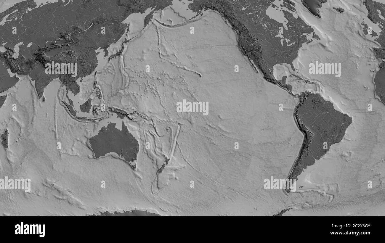 Carte biniveau de la zone autour de la plaque tectonique du Pacifique. Rendu 3D Banque D'Images