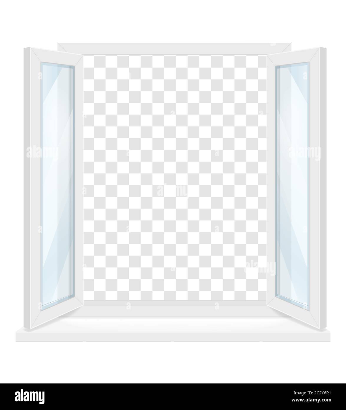 fenêtre en plastique blanc transparent avec illustration vectorielle de seuil de fenêtre isolée sur fond Illustration de Vecteur