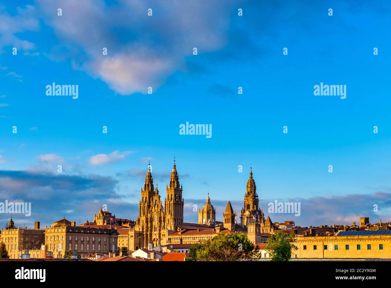 Vue de la cathédrale de Santiago de Compostela, Saint Jacques de Compostelle, Galice, Espagne Banque D'Images