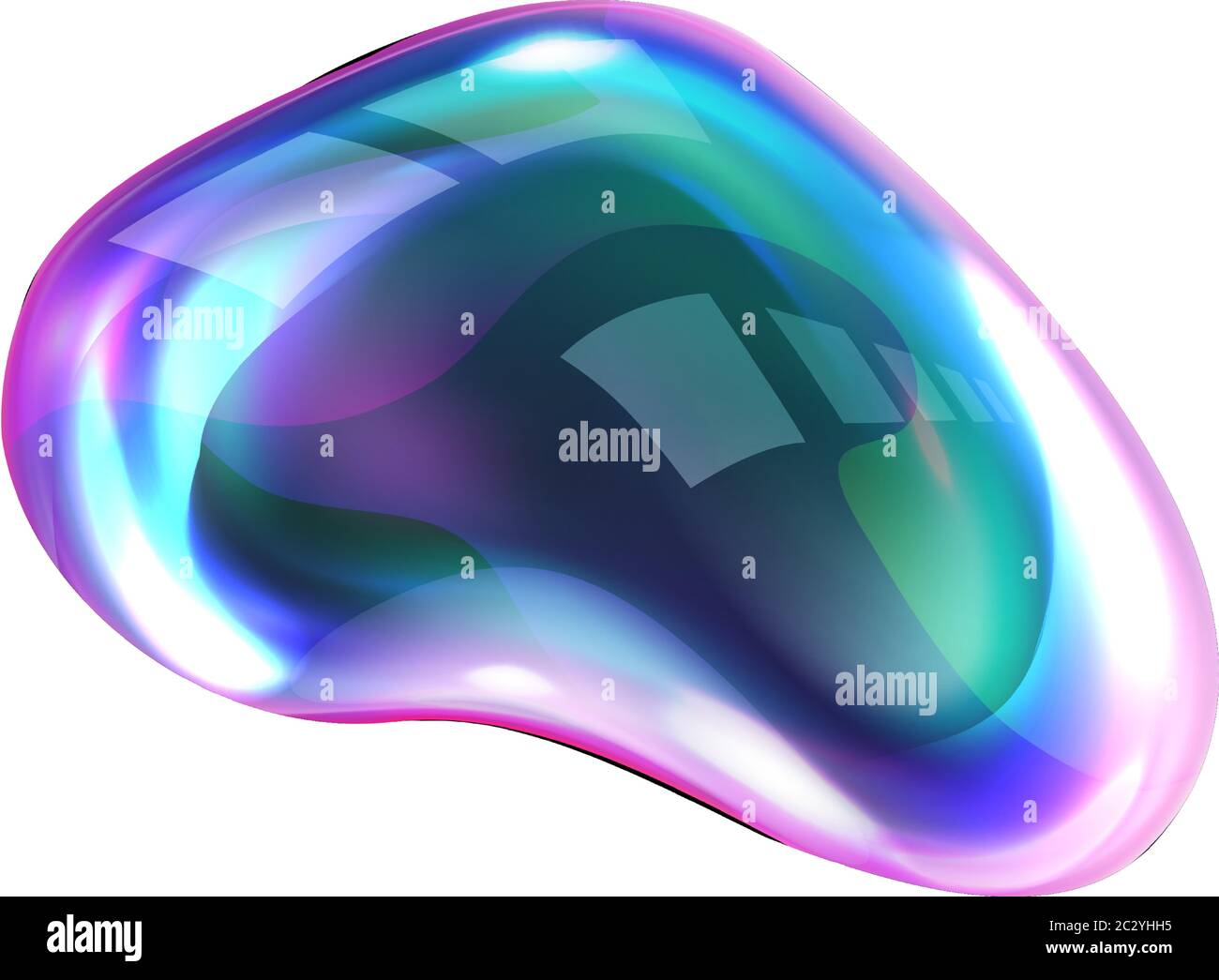 Bulle de savon déformée par le vent soufflant, illustrations vectorielles réalistes. Sphères d'air arc-en-ciel transparentes avec réflexions et reflets dans la STA initiale Illustration de Vecteur