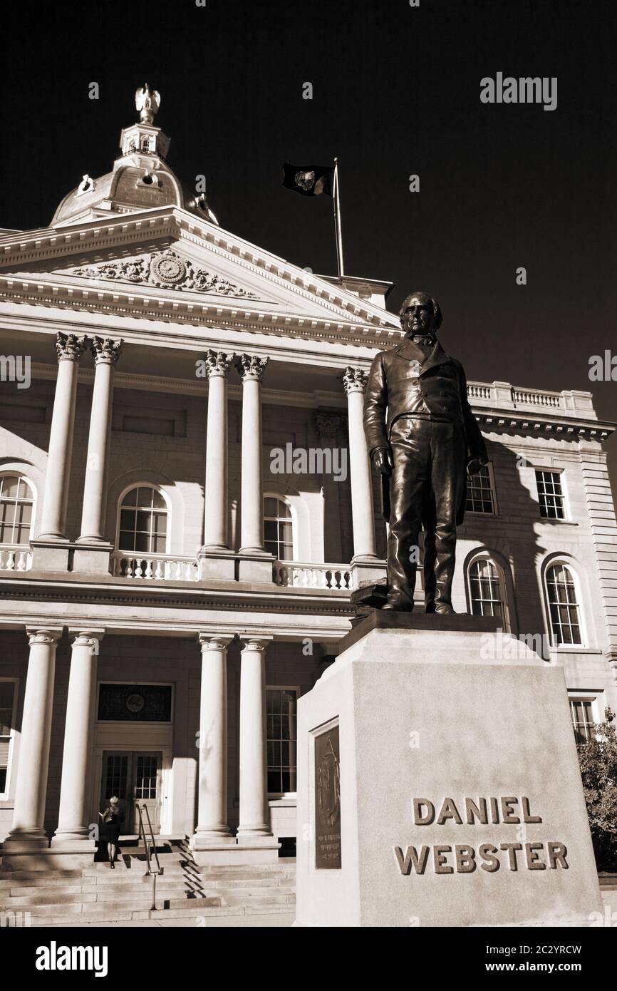 Daniel Webster Statue, Capitole de l'État, Concord, New Hampshire, Nouvelle-Angleterre, États-Unis Banque D'Images