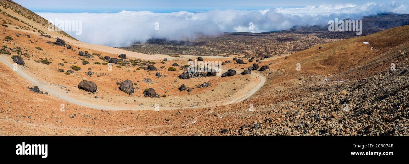 Boules de lave, oeufs de Teide, Huevos del Teide, Montana Blanca, Picio del Teide, 3718 m, Parque Nacional de las Canadas del Teide, Parc national de Teide Banque D'Images