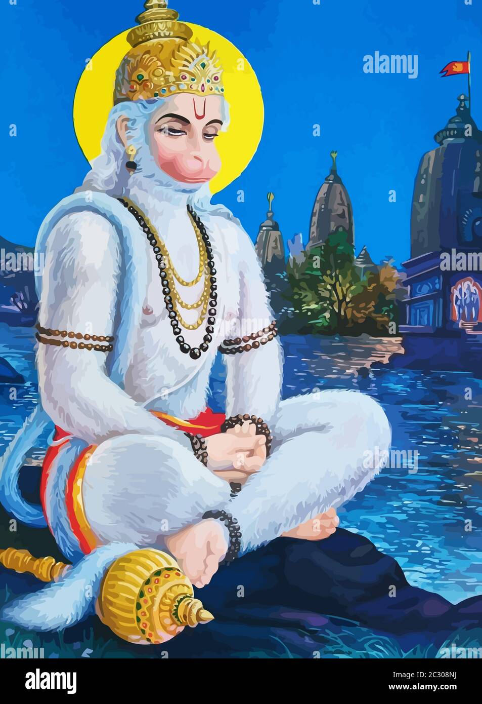 hanuman blanc indien dieu singe sainte jayanti illustration Banque D'Images