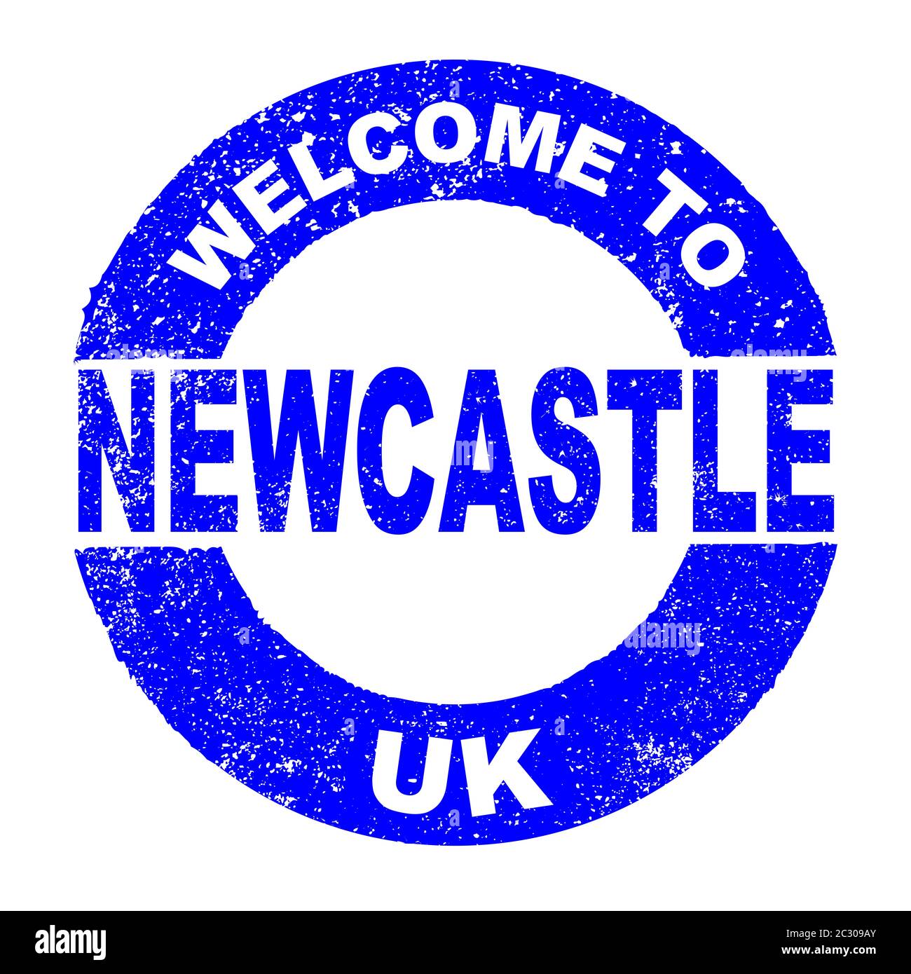 Un tampon d'encre en caoutchouc grunge avec le texte Bienvenue À Newcastle UK sur un fond blanc Banque D'Images