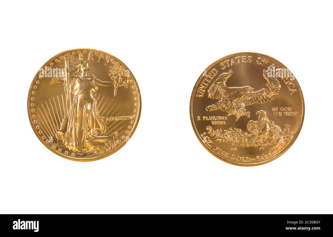 PIÈCE D'or US, 1 once, aigle d'or américain, l'inverse Lady Liberty, USA Banque D'Images