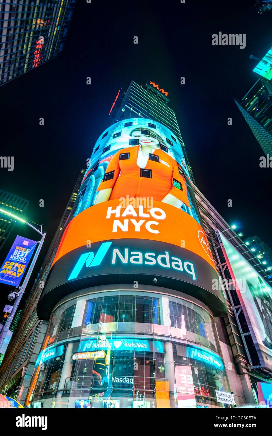 Nasdaq MarketSite, Nasdaq stock Market, Bourse, Times Square la nuit, Midtown Manhattan, New York, New York State, Etats-Unis Banque D'Images Nasdaq MarketSite, Nasdaq stock Market, Bourse, Times Square la nuit, Midtown Manhattan, New York, New York State, Etats-Unis Banque D'Images