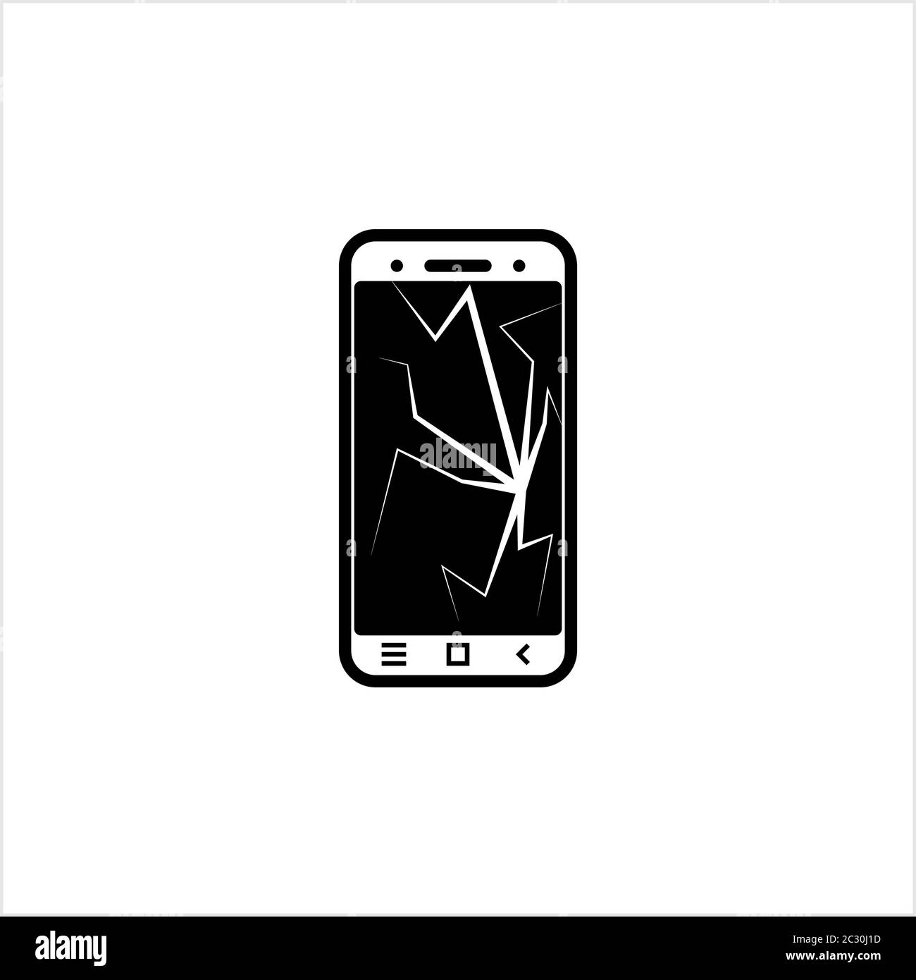 Icône de smartphone à écran cassé, illustration de l'illustration du vecteur d'affichage fissuré Illustration de Vecteur