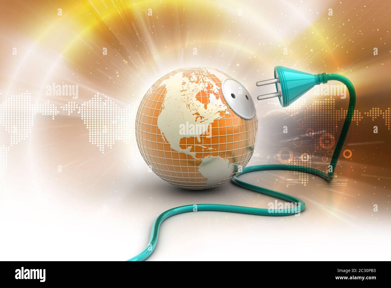 Globe terrestre avec câble d'alimentation Banque D'Images
