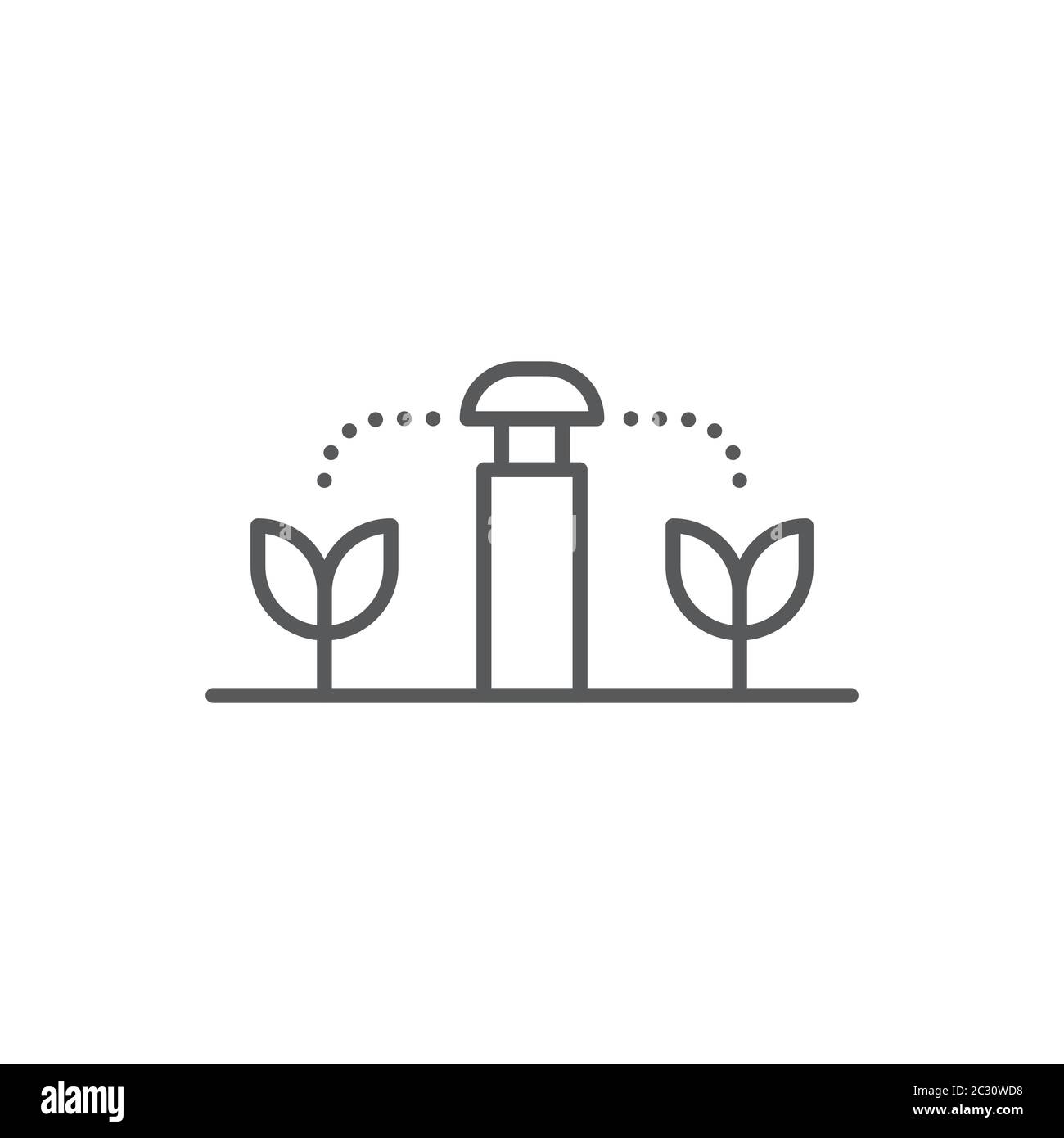 Icône vectorielle des arroseurs d'irrigation isolée sur fond blanc Illustration de Vecteur