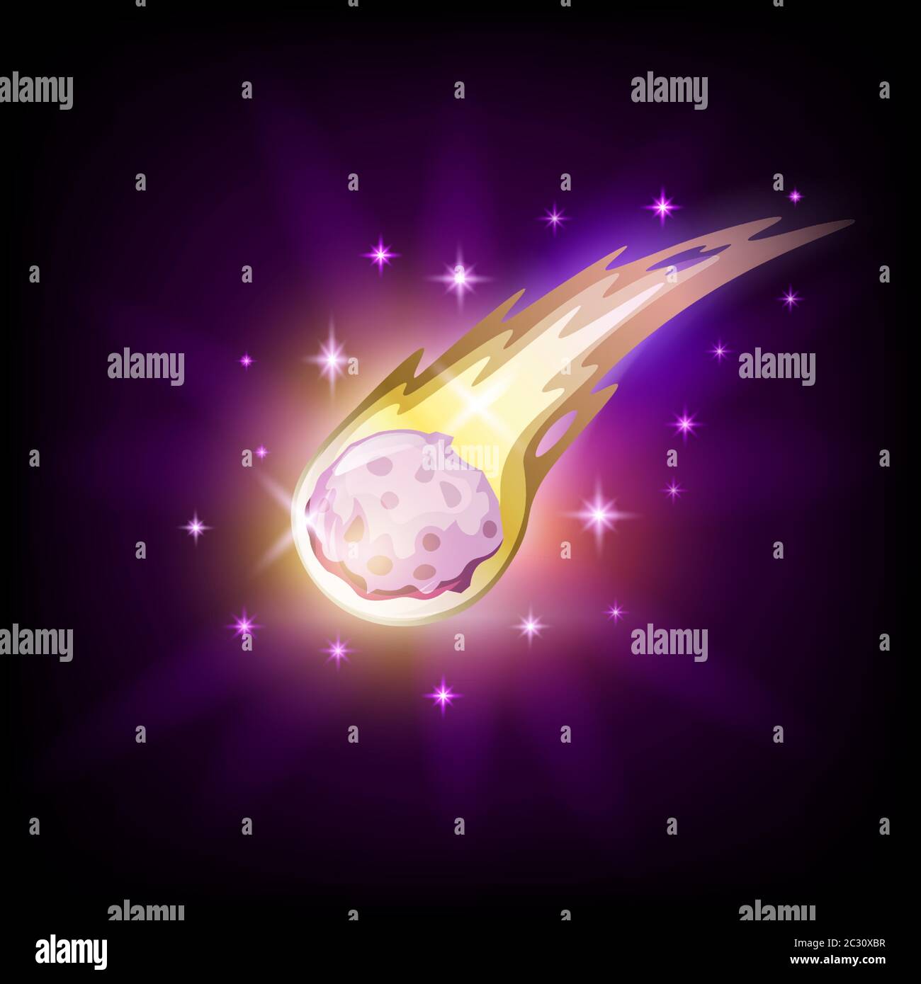 Météorite de comète colorée avec icône de queue brillante pour machine à sous Illustration de Vecteur