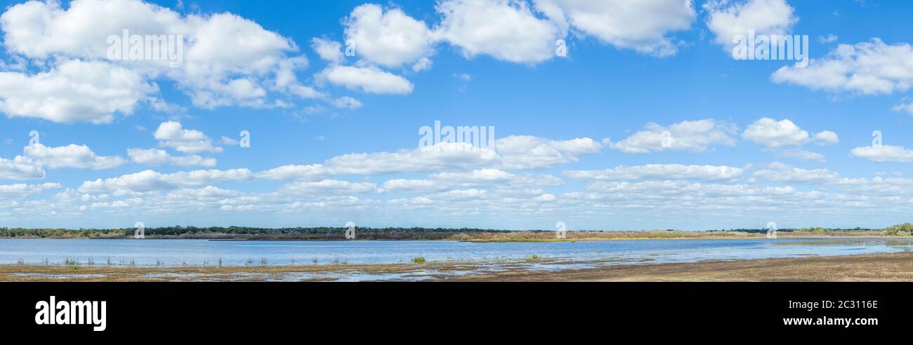 Nuages au-dessus du lac supérieur Myakka dans le parc national de la rivière Myakka à Sarasota, Floride, États-Unis Banque D'Images