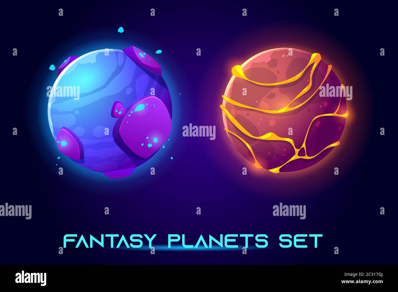 Fantasy Space Planètes Pour Le Jeu De Galaxie Ui Vecteur Icônes De Dessin Animé Ensemble De 