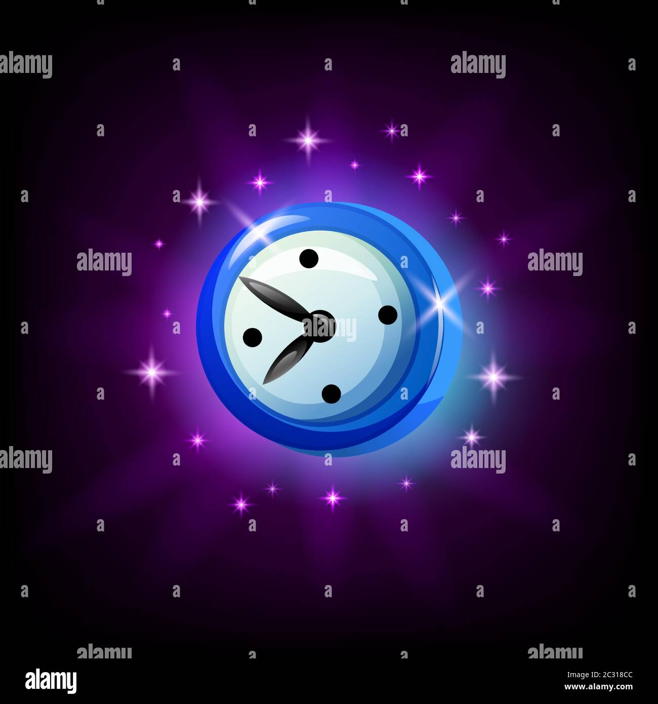 Horloge de jeu mobile ou icône de minuteur sur fond noir. Elément d'interface utilisateur graphique vectoriel pour application mobile, style de dessin animé Illustration de Vecteur