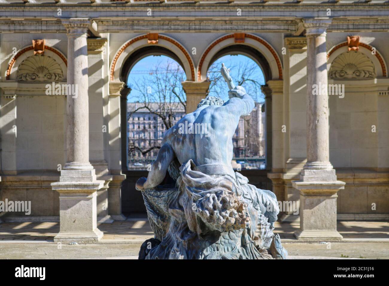 Statue de Neptune à Budapest, Hongrie Banque D'Images