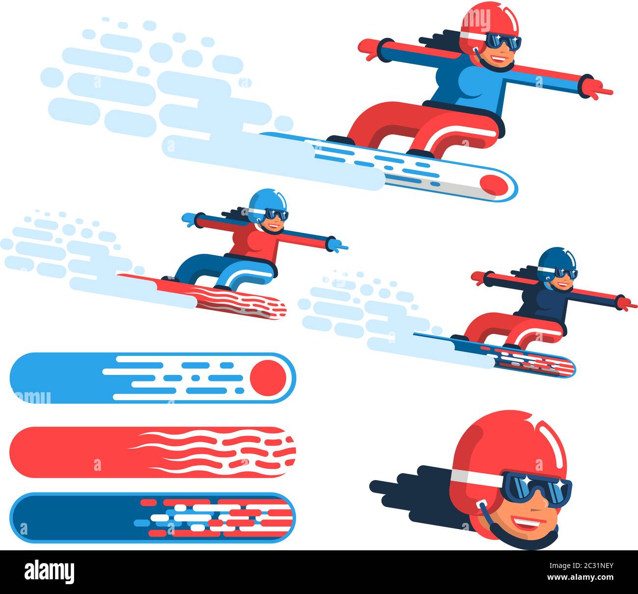 Fille snowboarder en mouvement Illustration de Vecteur