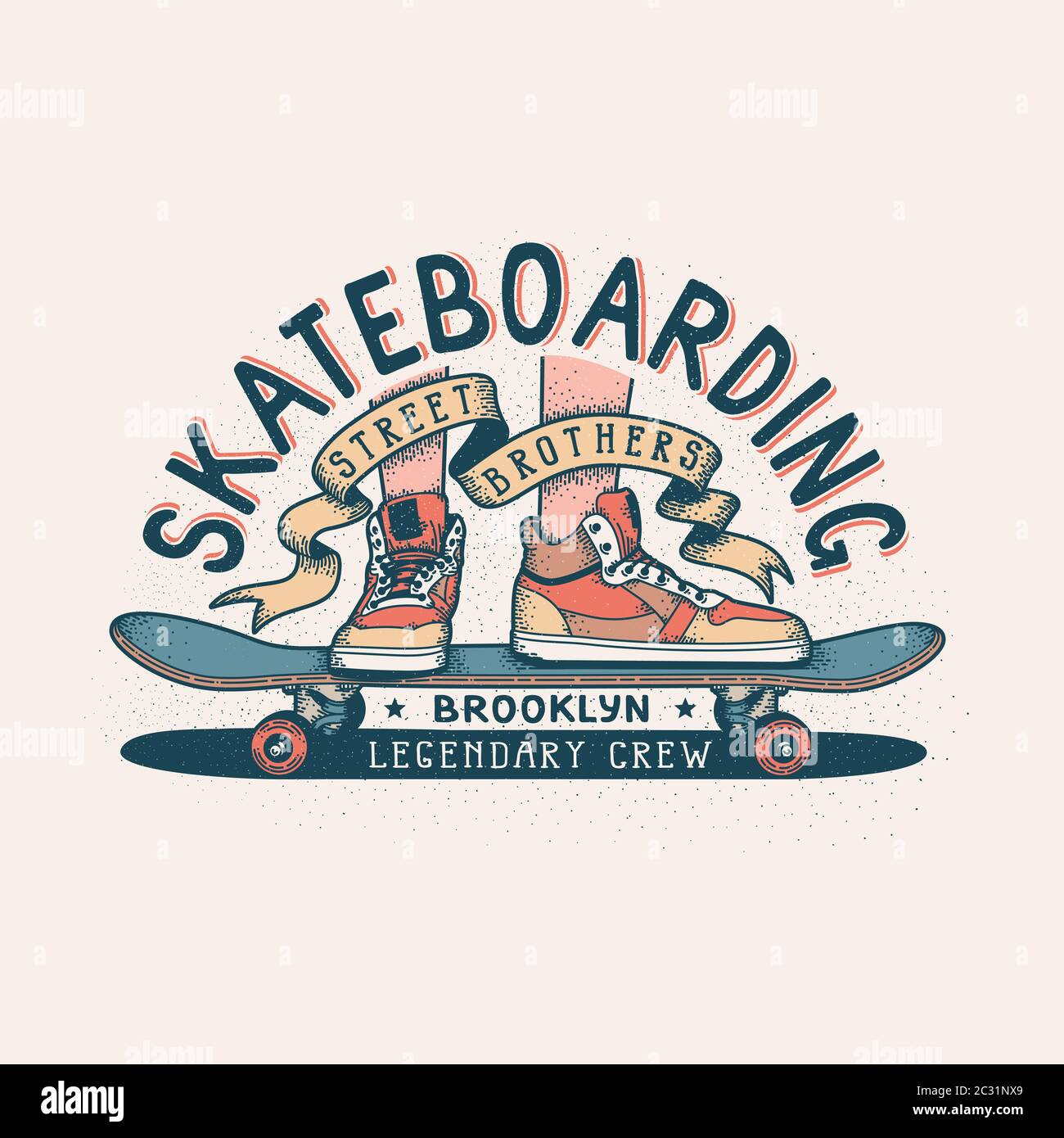 Imprimé vintage de skateboard authentique pour un t-shirt Illustration de Vecteur