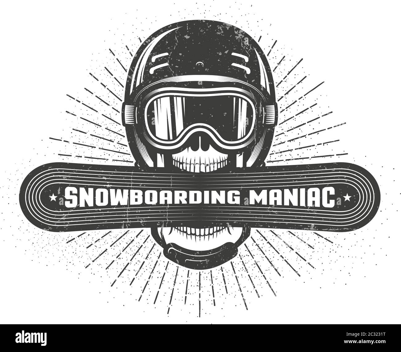 Emblème du maniaque de snowboard Illustration de Vecteur