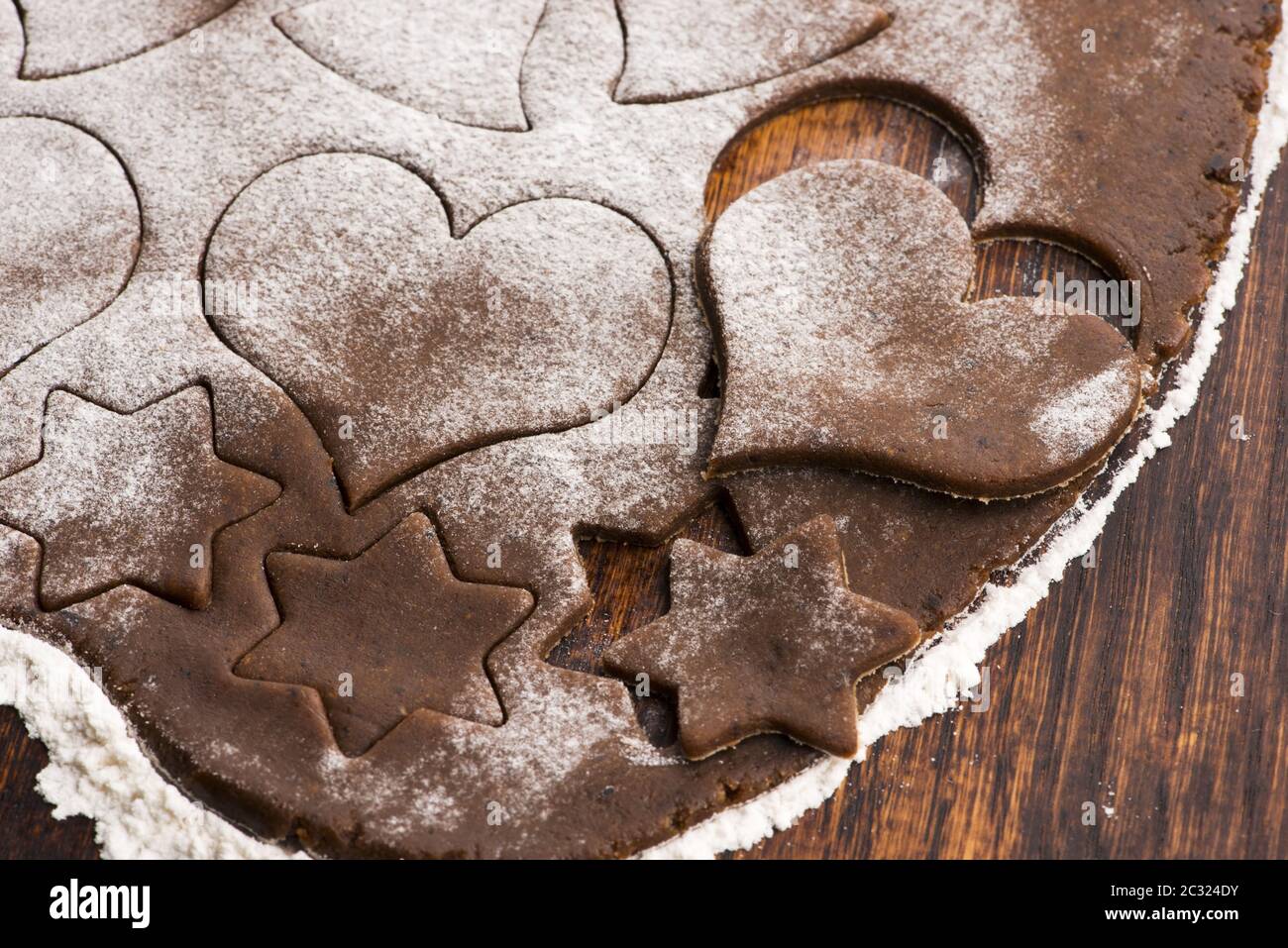 Pâtisserie pour Noël, pâte à pâte levée avec biscuit Banque D'Images