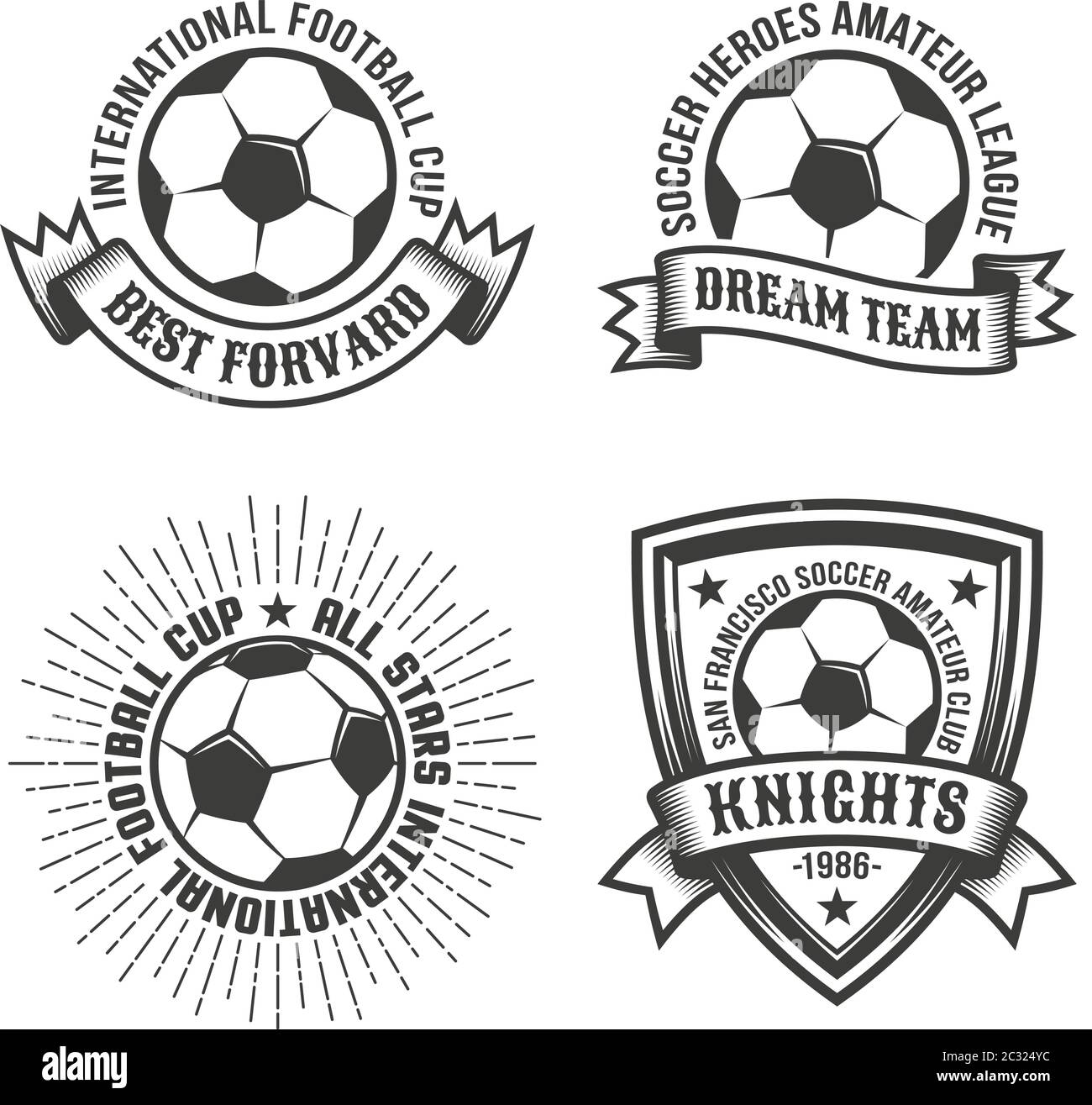 Logos de l'ancienne école de football Illustration de Vecteur