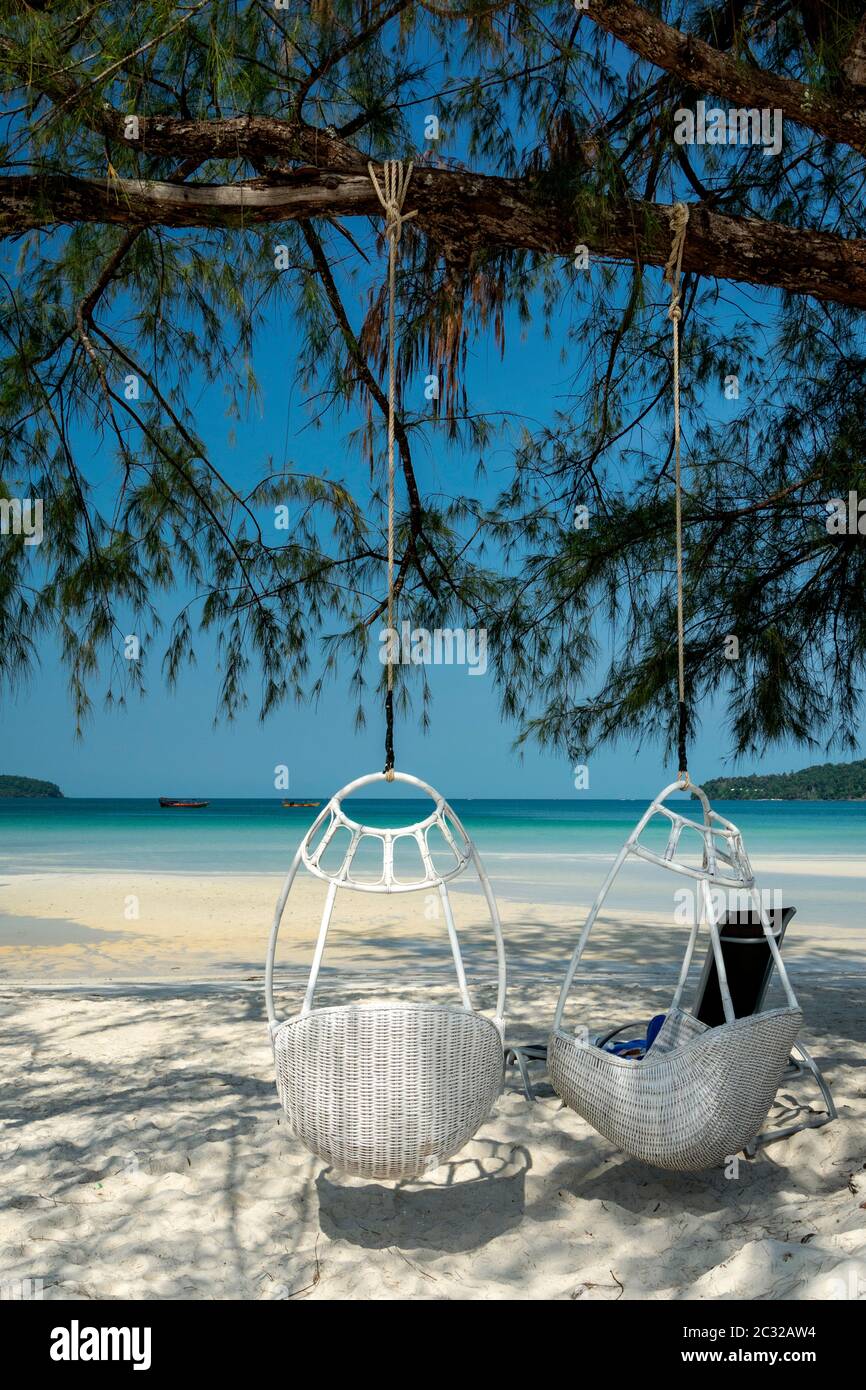 Plage de Saracen Bay au paradis tropical île de Koh Rong Samloen près de Siahnaoukville au Cambodge Banque D'Images