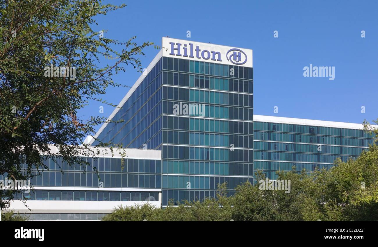 L'hôtel Hilton de l'Anaheim Resort, à côté du centre de congrès Banque D'Images