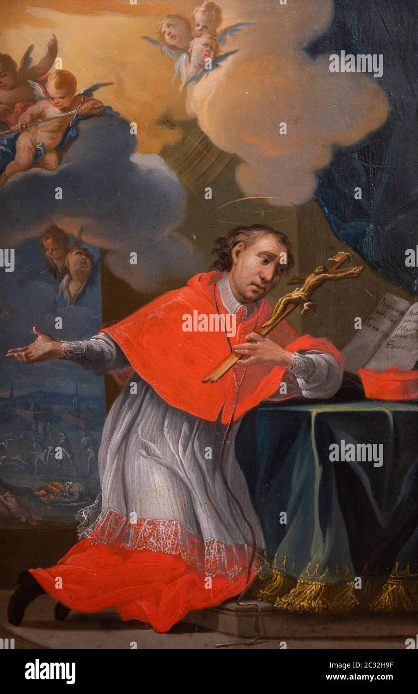 Saint Charles Borromeo. Environ 1730. Par Joseph Kurtz. Banque D'Images
