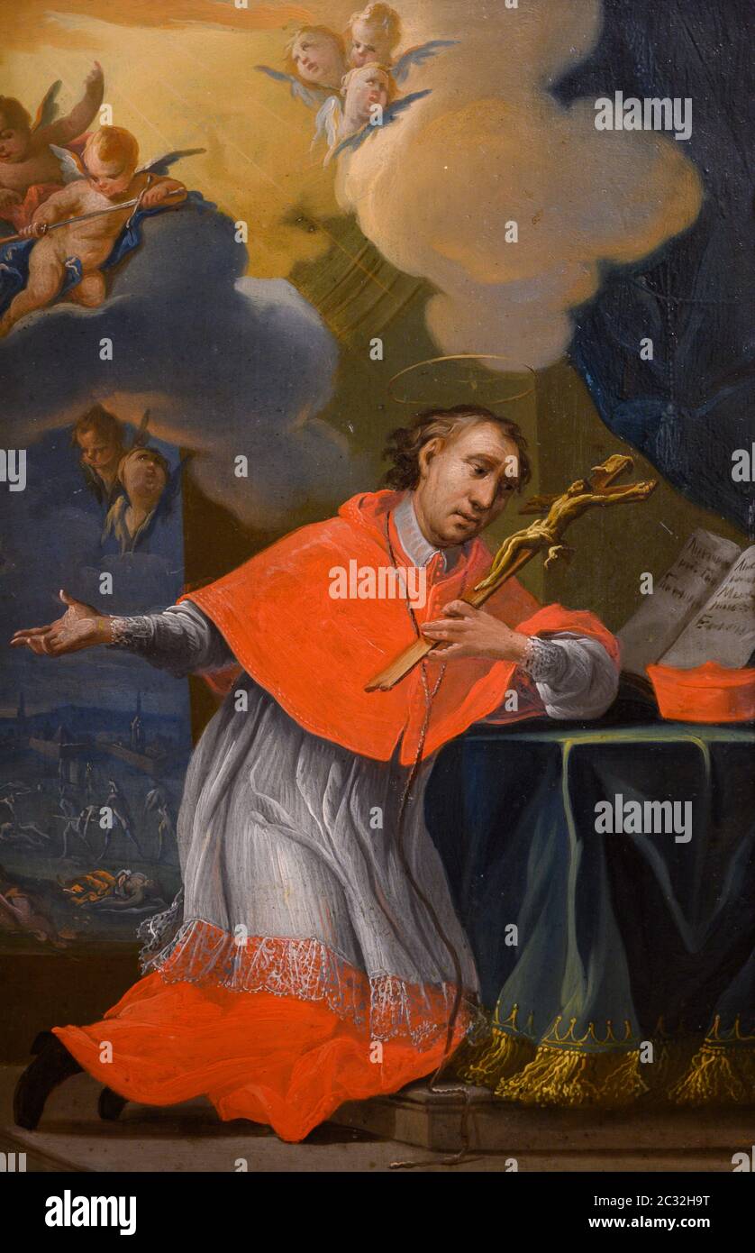 Saint Charles Borromeo. Environ 1730. Par Joseph Kurtz. Banque D'Images