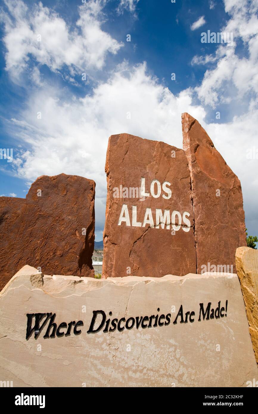 Panneau de signalisation, Los Alamos, Nouveau-Mexique, États-Unis Banque D'Images