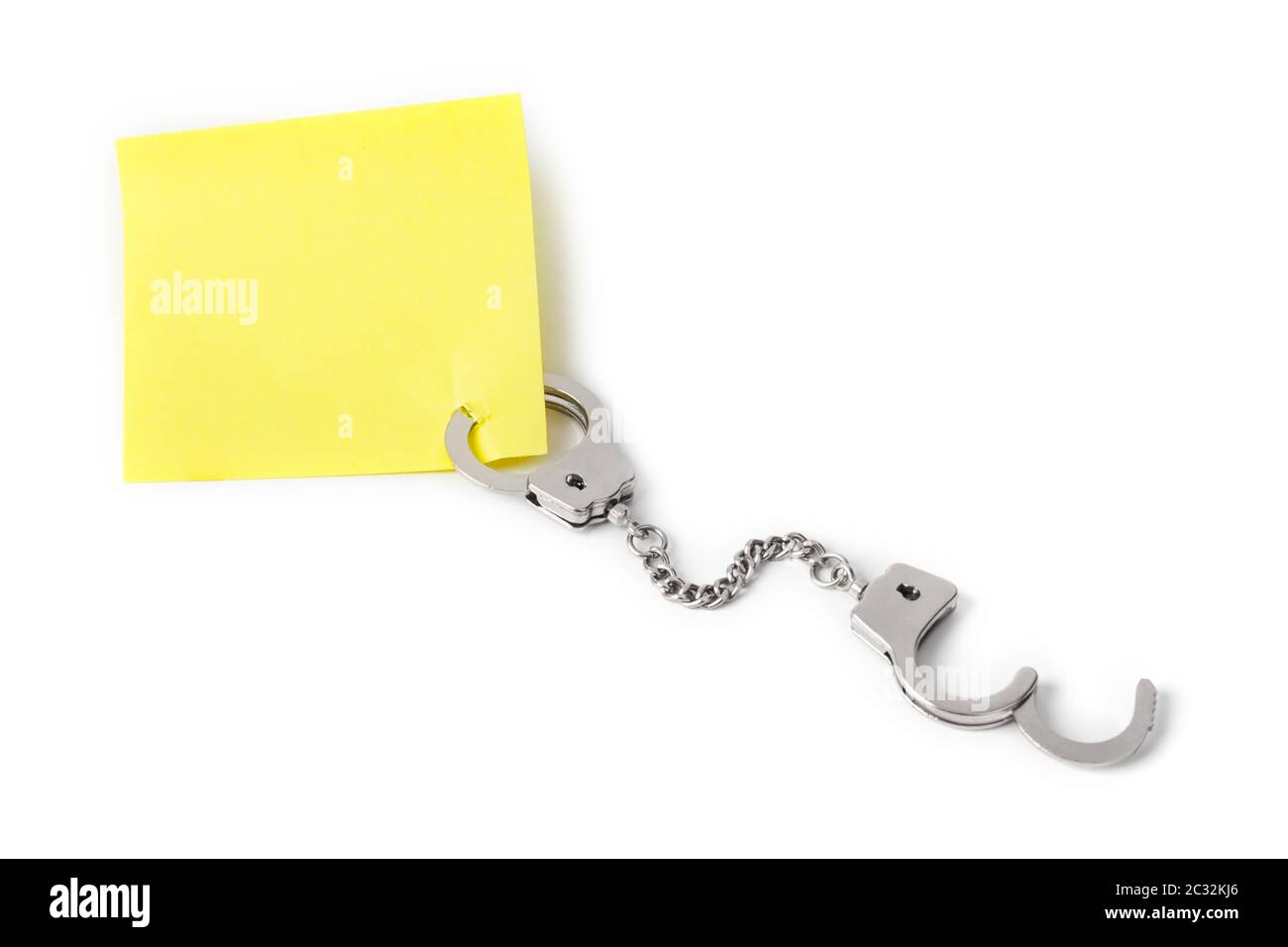 Papier blanc avec des menottes Banque D'Images