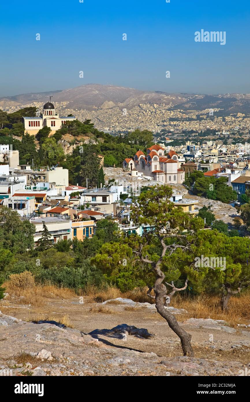 Vue sur Athènes depuis l'Acropole Banque D'Images Vue sur Athènes depuis l'Acropole Banque D'Images