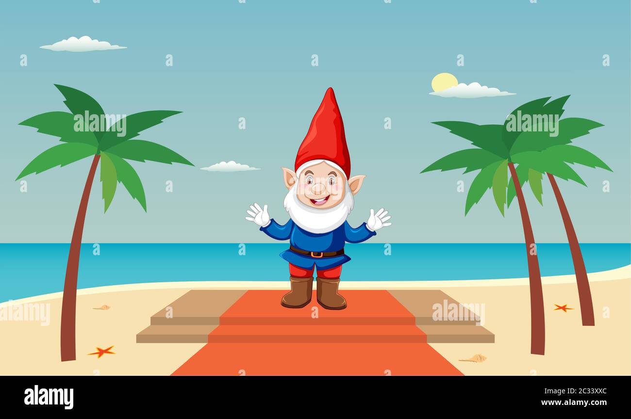 Un clown se présente sur la plage Illustration de Vecteur