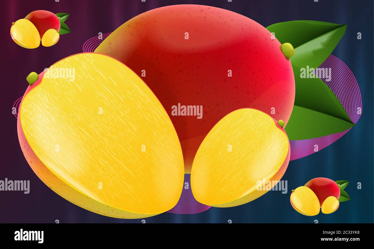 fruit de mangue réaliste sur fond abstrait Illustration de Vecteur